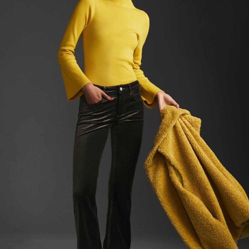 NWT Anthropologie Moss Green Velvet Pants